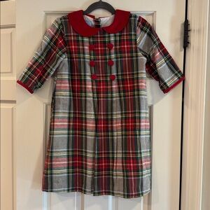 Bella Bliss Festive Plaid Dress with Red Collar